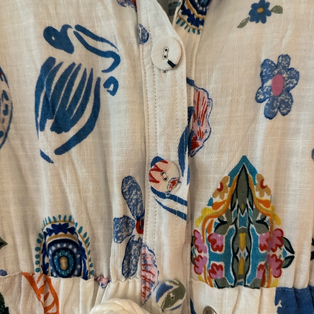 Colorful Patterned Button-Up Romper - Picture 4 of 7